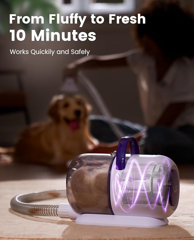 oneisall Dog Hair Vacuum Shedding Grooming Brush Kits for Pet Thick Coats | 15000Pa,3 Suction Low Noise,1.5L Dust Cup,5 in 1 Kits(Grooming/Deshedding/Cleaning Brush,Remover Roller,Crevice Tool), LM5