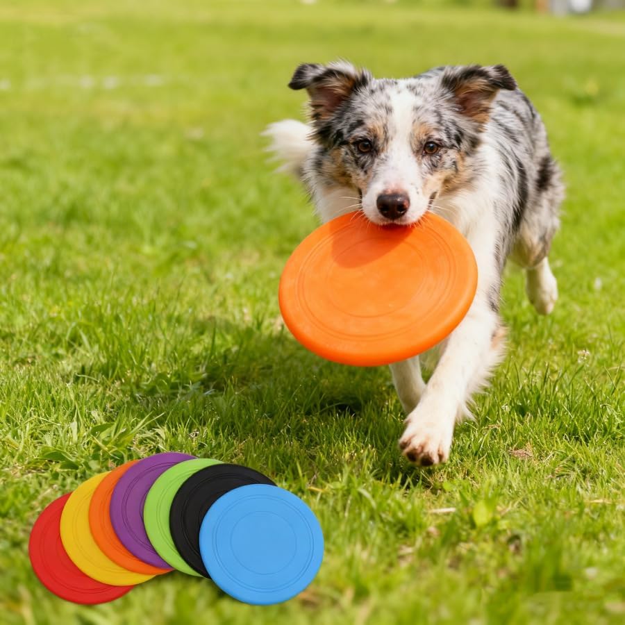7 Inch Dog Flying Disc, Water Floating Flyer, Puppy Flyer Toy React Faster Training Interactive Toys for Small Medium Dog, Lightweight Durable and Water Resistant Floating Saucer, 5 Pack