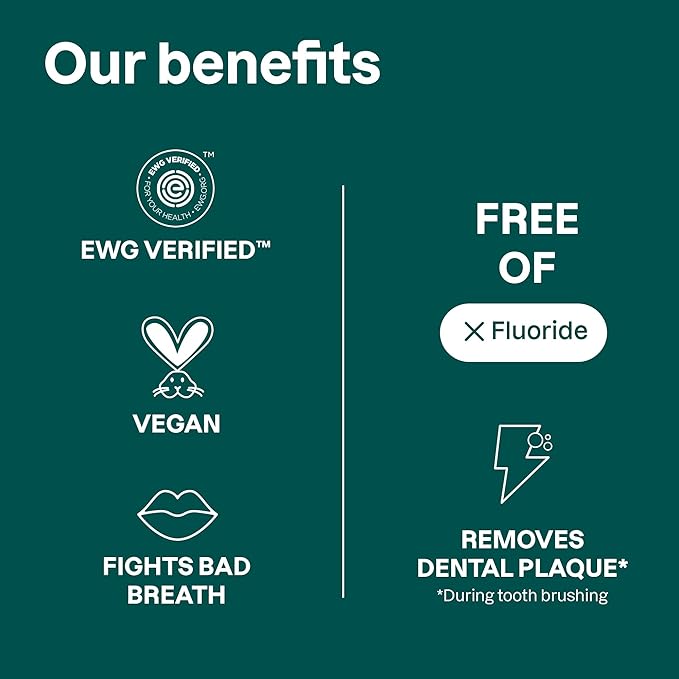 Attitude Fluoride-Free Sensitive Toothpaste, Spearmint Flavor, Vegan & Cruelty-Free, Sugar-Free, Plant & Mineral-Based Ingredients, Clean Oral Care, 4.2 Oz