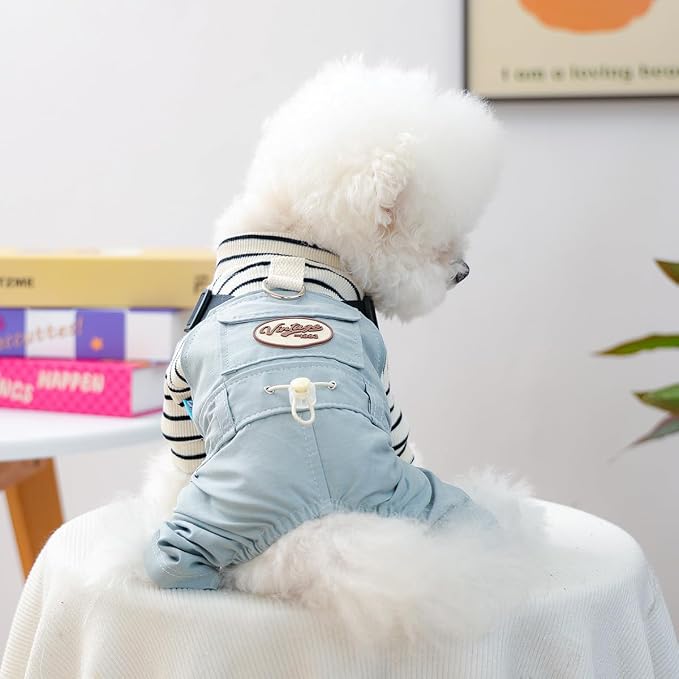 Dog Stylish Overalls Comfortable One Piece Puppy Outfits Summer Bib Overalls for Small Dogs Cute Pet Jumpsuit Onesie Chihuahua Yorkies Birthday Holiday Clothes Costume