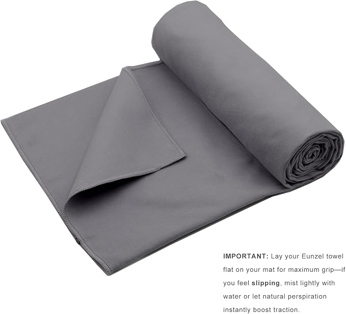 Eunzel 2 Pack Hot Yoga Towel Non Slip Yoga Mat Towel Non-Slip Sweat Absorbent Microfiber Towel for Hot Yoga, Pilates and Workout 72" x 26.5",Dark Grey