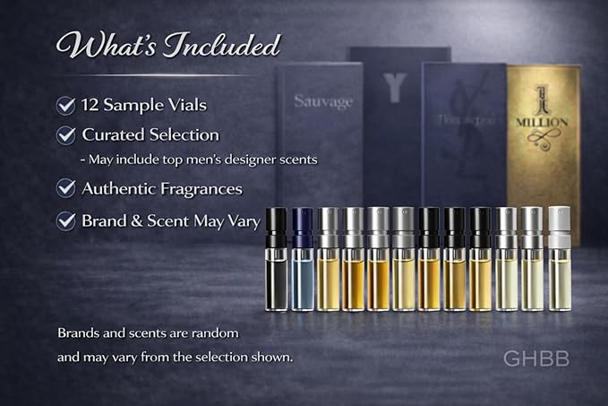Men’s Cologne Sample Discovery Set – Top Designer High-End Luxury Fragrance Mini Vial Sampler | Random Assortment Travel Gift Pack for Husband, Dad, Boyfriend – Holiday & Party Gift (12 Pieces)