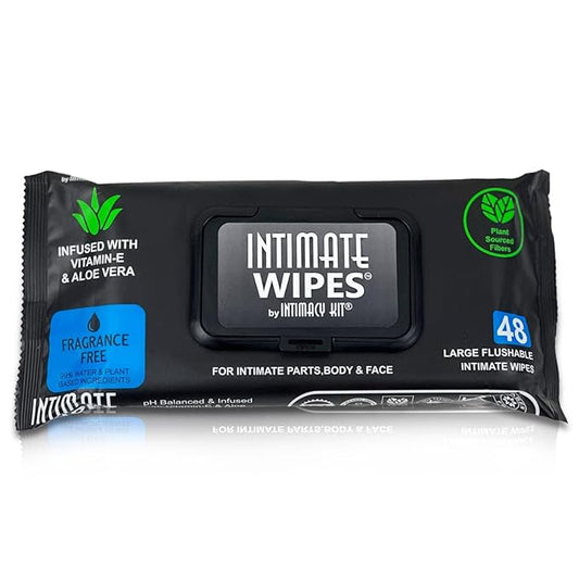 INTIMATE WIPES™ by INTIMACY KIT®, 48 Large Hygiene Wipes, pH Balanced, Hypoallergenic, Fragrance Free, infused with Vitamin-E, Chamomile & Aloe Vera, for Intimate Parts, Body & Face