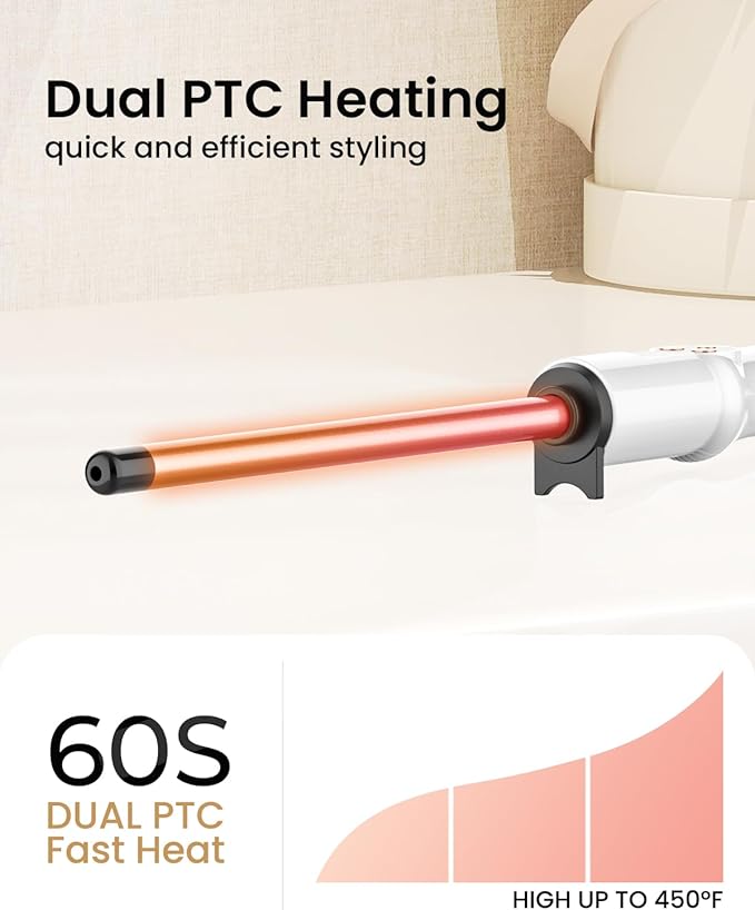 HOSON 1/2 Inch Curling Wand Iron,Ceramic Skinny Curling Wand for Long Hair,Dual Voltage Half Inch Curling Iron Thin Long Barrel,10 Adjustable Temperature