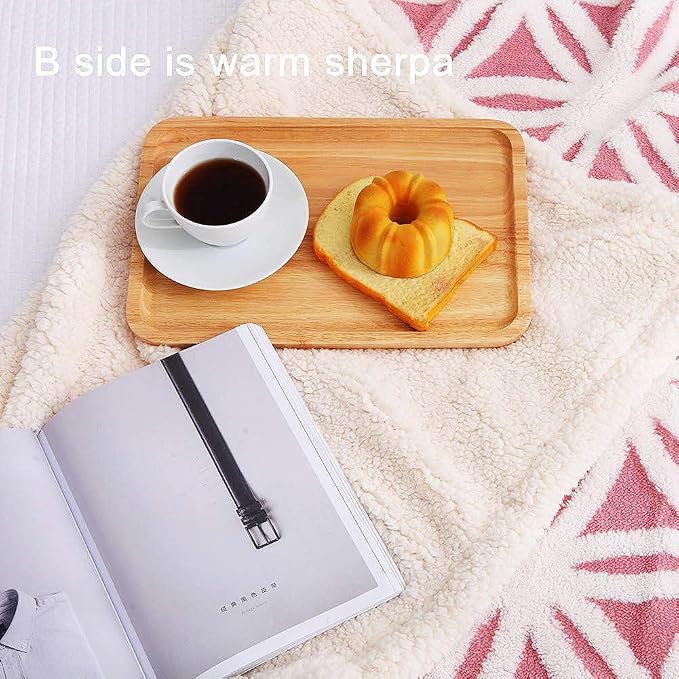 LOMAO Sherpa Fleece Blanket Gifts for Mom Dad Cozy Soft Throw Blanket for Women Men Birthday Gifts Dual Sided Couch Sofa Bed Blanket (Pink,51x63)