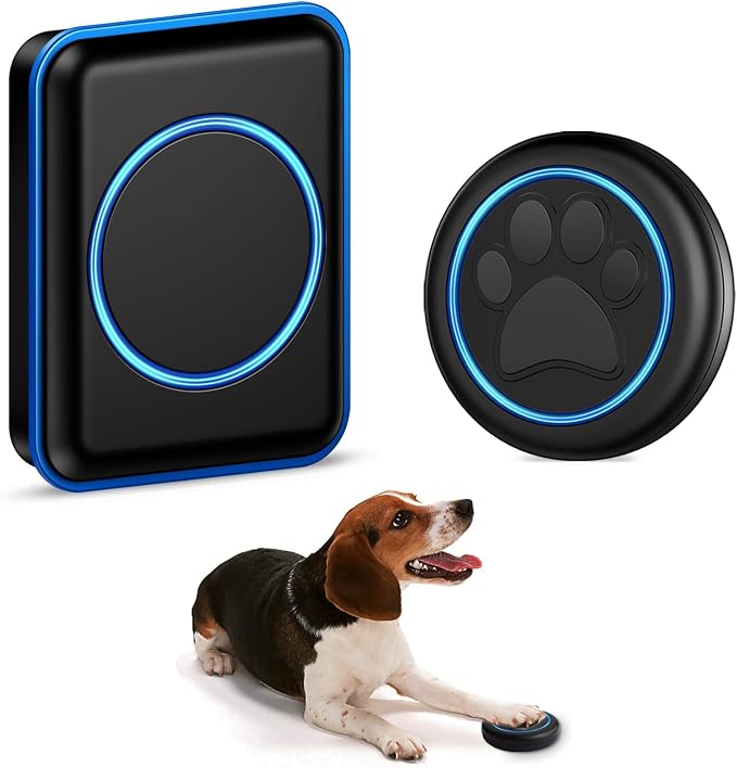 Full House Dog Doorbell for Potty Training, Wireless Pet Doggie Door Bell Training to Go Outside, Waterproof Touch Button, Over 1000 feet Range (Black, 1 Button + 1 Receiver)