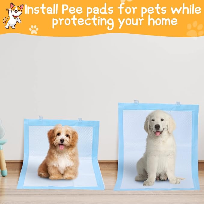 Yalikop 12 Pcs Wall Pee Pad Holder Dog Potty Training Pad Sticky Wall Clip Transparent Adhesive Clips with 6 Pcs Strong Adhesive for Dog Housebreaking Supplies(Clear)