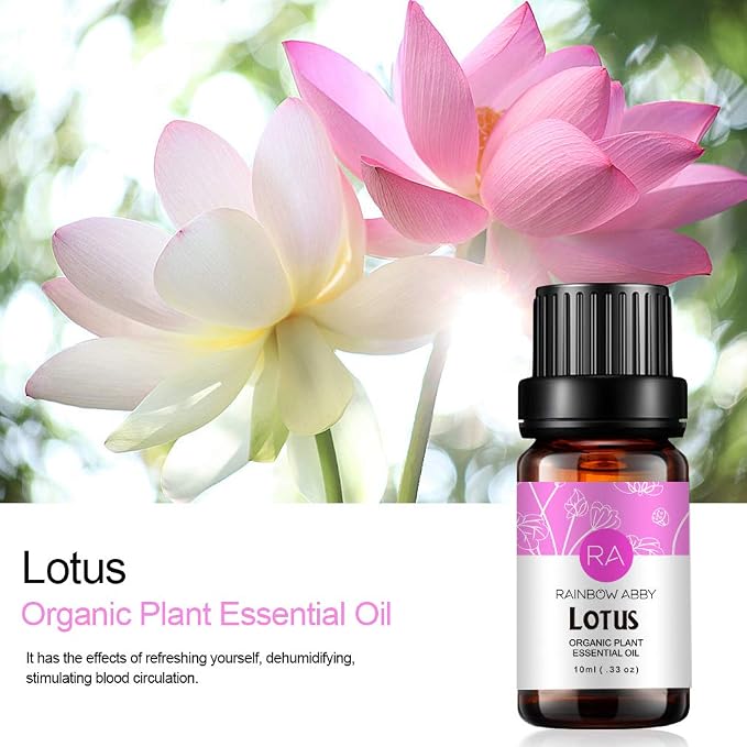 2-Pack Lotus Essential Oil 100% Pure Oganic Plant Natrual Flower Essential Oil for Diffuser Massage Skin Care - 2x10ML