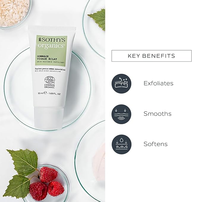 SOTHYS Skin Radiance Exfoliant | Gentle Organic Face Scrub for Exfoliating, Formulated for All Skin Types, Even Sensitive | Vegan Formula for Radiant Skin