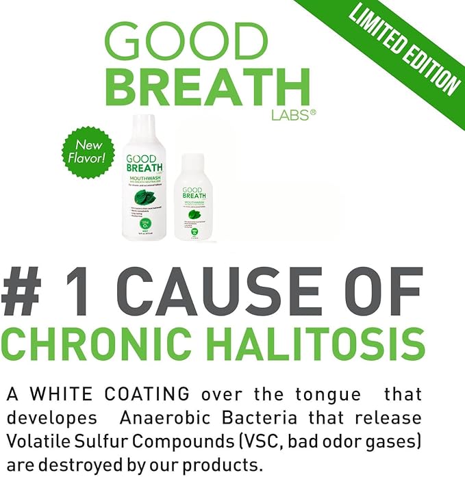 Goodbreath Mouthwash - Mint Mouth Rinse for Chronic Halitosis - New Ozone Technology Oral Rinse - Halitosis Treatment & Bad Breath Neutralizer - Mouthwash for Gum Diseases - Alcohol-Free | 3 Pack