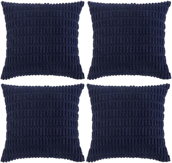 Fancy Homi 4 Packs Decorative Throw Pillow Covers for Living Room Couch Bed, Modern Farmhouse Boho Home Décor Accent Cushion Case, 20" x 20", Navy Blue
