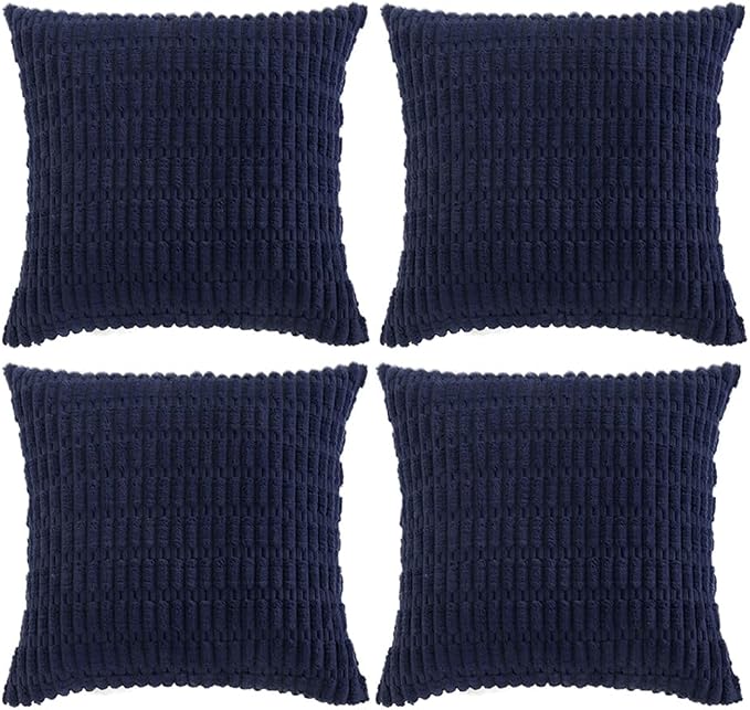 Fancy Homi 4 Packs Decorative Throw Pillow Covers for Living Room Couch Bed, Modern Farmhouse Boho Home Décor Accent Cushion Case, 14" x 14", Navy Blue