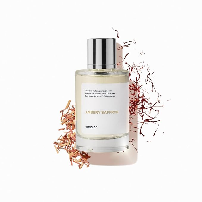 Dossier - Ambery Saffron - Eau de Parfum - Inspired by MFK's B.accarat R.ouge 5.40 - Vegan, Unisex Perfume Spray - 3.4 Fl Oz (100ml)