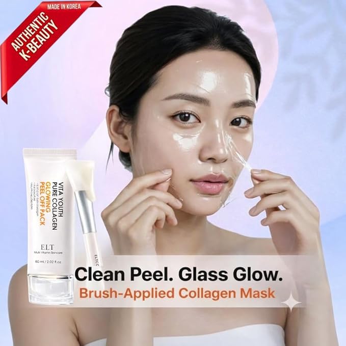 ELT Pure Collagen Peel-Off Wrapping Facial Mask Pack with Pack Brush (2 count (Pack of 2))