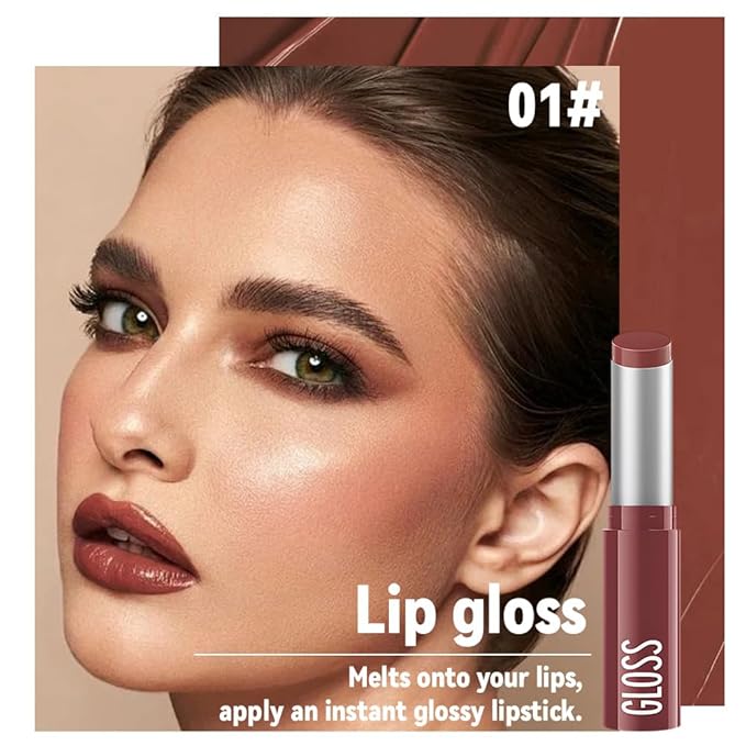 Brown Honey Tinted Lip Stain Lip Balm Lip Gloss Lipstick, Sheer Hydrating Lip Stains Tint, Moisturizing Lip Color for All Skin Tones, Nourishing Lip Balm with a Hint of Natural Black Cherry