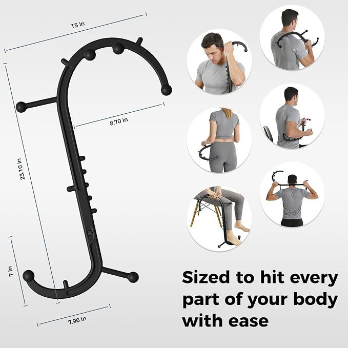 Detachable Trigger Point Massage Cane, Button-Release Design Massage Hook for Back, Neck & Shoulder Pain Relief, Pressure Point Massage Tool for Muscle Recovery (Medium, Black)