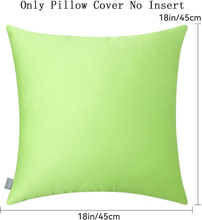 Thmyo 4-Pack 100% Cotton Comfortable Solid Decorative Throw Pillow Case, Square Cushion Cover Pillowcase Sublimation Blank Pillow Covers DIY Throw Pillowcase for Sofa(18x18 inch/ 45x45cm,Pea Green)