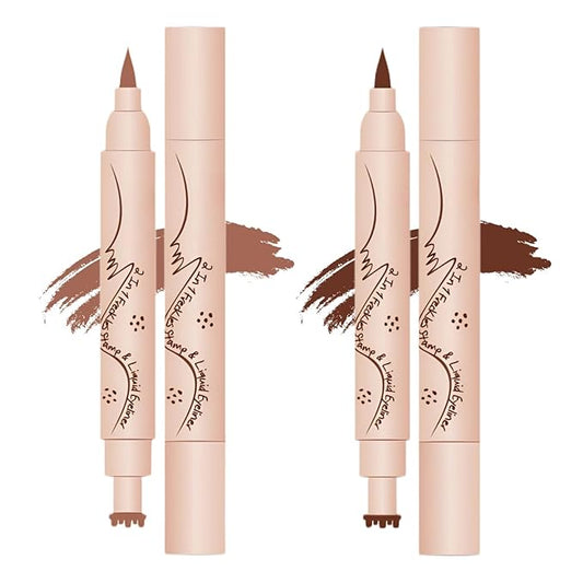 WEU 2-in-1 Freckle Pen and Stamp for Natural Fake Freckles, Waterproof & Stain-resistant Faux Freckles, 2 Pcs (Light Brown and Chestnut)