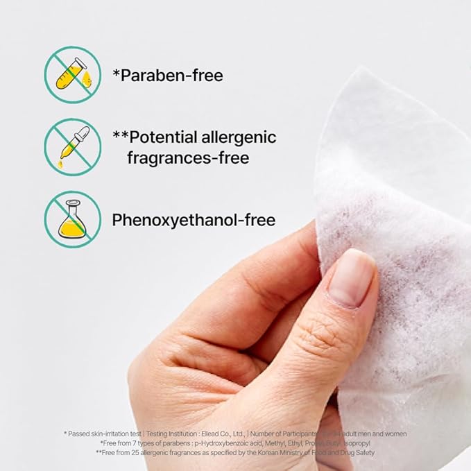 GREEN FINGER Mild Sun Cleansing Tissue 30 Count (6 Packs of 5), Gentle Baby Wipes for Sensitive Skin, Removes Sunscreen Easily, Natural Organic Makeup Remover Wipes with Aloe Vera, Korean Skincare