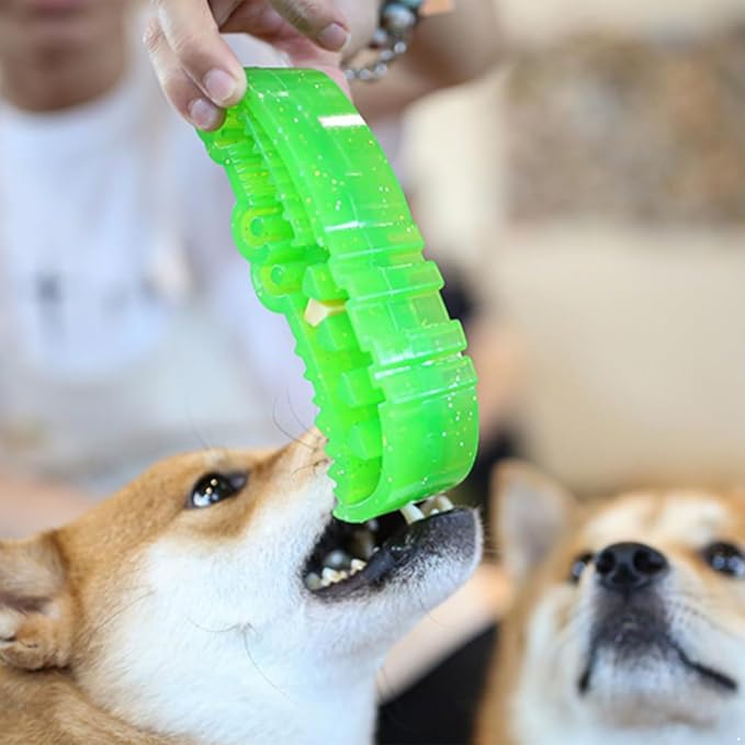 TiaoBug Interactive Treat Dispenser Crocodile Dog Toy Slow Feeder Chew Puzzle for Teeth Cleaning Green Large