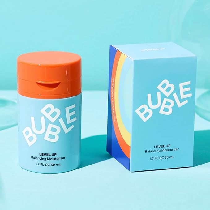 Bubble Skincare Level Up Gel Face Moisturizer for Oily Skin - Balancing + Hydrating Face Lotion with Niacinamide + Zinc to Improve Texture + Reduce Shine - Daily Lightweight Facial Moisturizer (50ml)