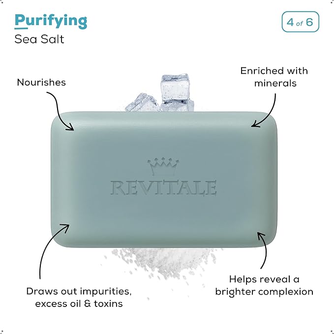 REVITALE Natural Cleansing Soap Bars Set – 6 x 100g – Daily Hand, Face & Body Wash, Shower Soap & Skincare Gift Set