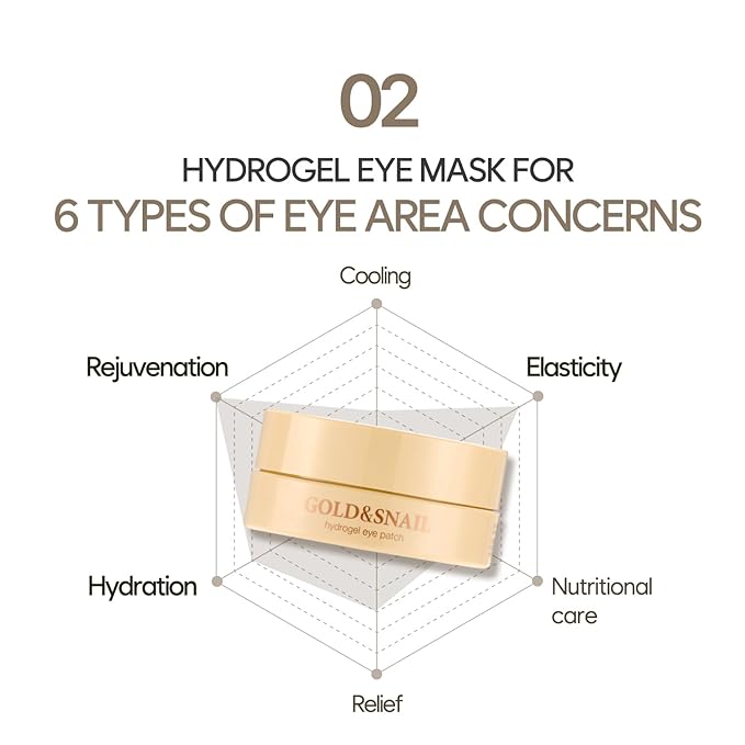 Petitfee Gold & Snail Hydrogel Eye Patch 60ea (30pairs) - 24k Gold Snail Eye Mask for Firming, Healthy Skin, Hydrating, Skin Elasticity, Snail Secretion Filtrate, Bamboo Extract, Green Tea Extract