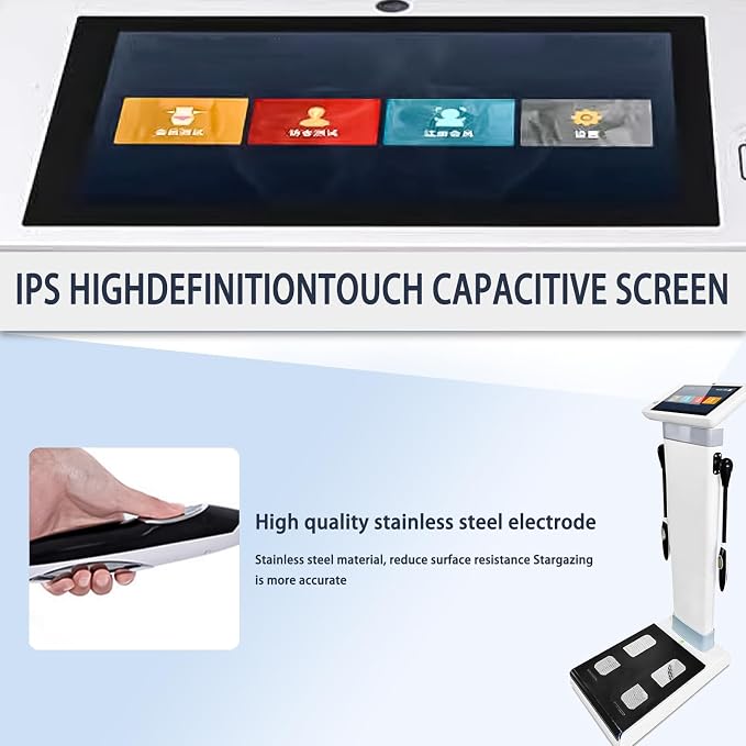 Body Composition Analyzer with Printer & 10.1" HD Touchscreen – Measures Fat%, Muscle Mass, BMI – BIA Scale with Height Detection for Home & Gym, 32 Metrics Tracking