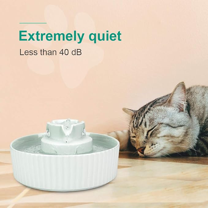 Wonder Creature Ceramic Cat Water Fountain, Stable Cupcake Design, 71oz | 2.1L Pet Fountain with Anti-Tip Ceramic Design, 2 Quiet Pumps, 360° Water Flow, 3 Filters for Cats and Dogs