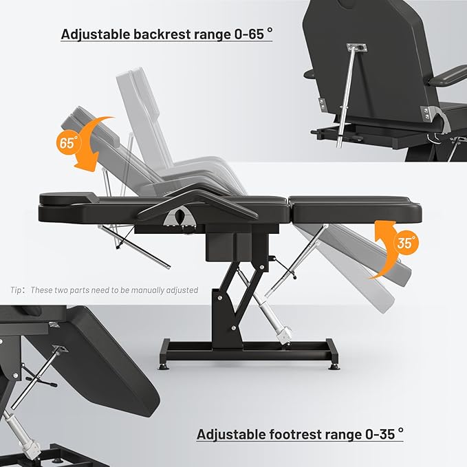 Electric Tattoo Chair with Stool Professional Spa Beds for Esthetician Chair Motorised Height Adjustment Facial Chairs for Esthetician Bed