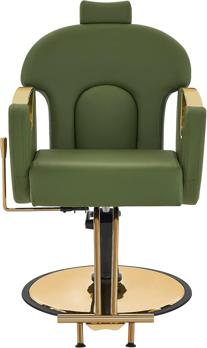 BarberPub Luxurious Classic Barber Chair Hydraulic Pump Recline Beauty Spa Styling Salon for Hair Stylist Equipment 9578 (Green)