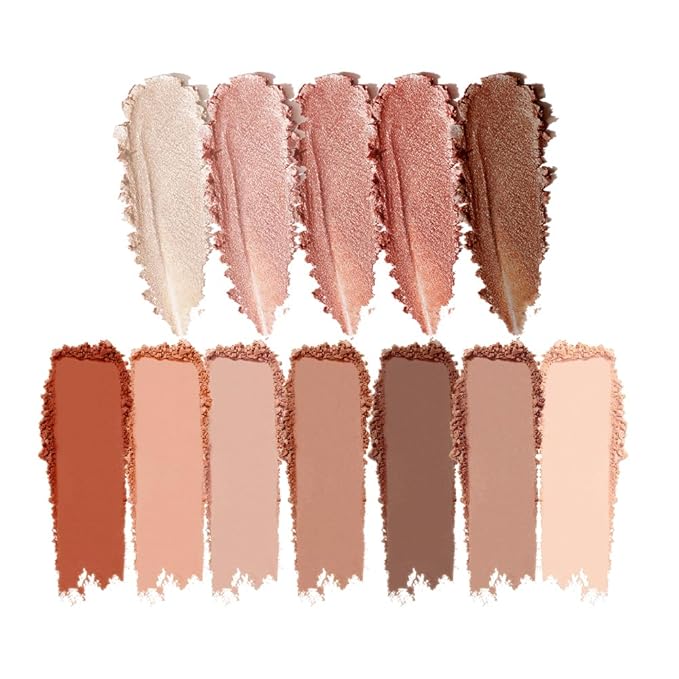 12-Color Warm Red Brown Eyeshadow Palette – Matte, Shimmer&Glitter Neutral Nude Shades with Rose Gold, Champagne, Bronze&Peach Tones, High-Pigment, Long-Lasting, Blendable Soft Glam Eye Makeup Palette