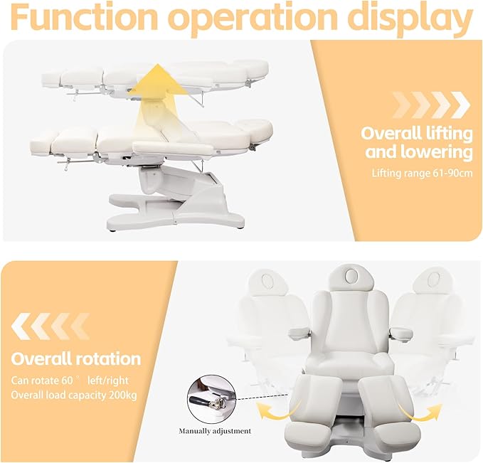 TATARTIST Electric Facial Bed Professional Electric Spa Bed Portable Massage Table Dental Chair Tattoo Facial Chairs for Esthetician Treatment Table All Purpose Aesthetic Chair with 3 Motors