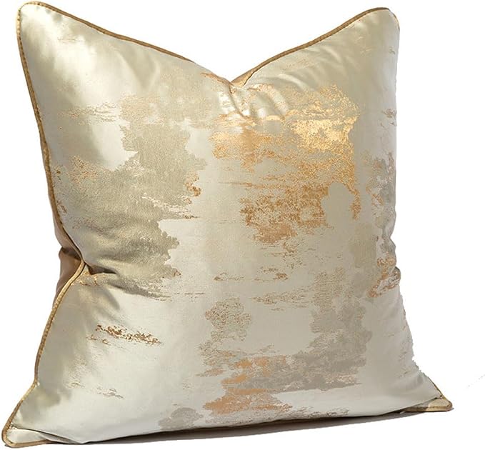 vctops Gold Decorative Luxurious Throw Pillow Covers Jacquard Square Cushion Cases Pillowcase for Bed Sofa Couch Chair Car Home Decor (Champagne,20"x20")