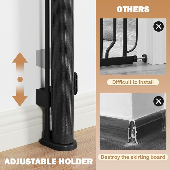 SMONTER Extra Wide Retractable Dog Gates, Mesh Baby Gate with Support Rods Extend to 118" Wide 44" Tall, Portable Safety Retractable Gate for Stairs, Indoor/Outdoor, Black