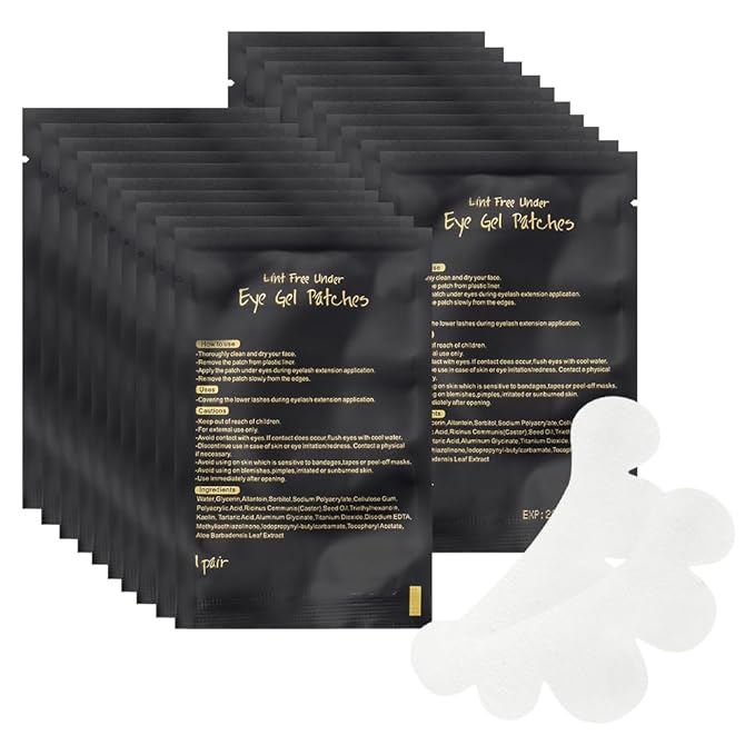 100 Pairs Eye Under Gel Pads Eyelash Extensions Patches,Lash Extension Lint Free Under Hydrogel Eye Mask Pads Beauty Tools (Black)