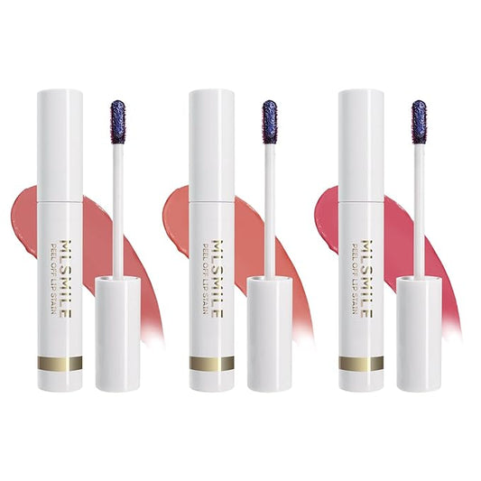 3PCS Lip Stain Peel Off， High Pigment Matte Lip Color,All-Day Vibrant Kiss-Proof Lip Stain, Long Lasting Waterproof Lip Tint for Women