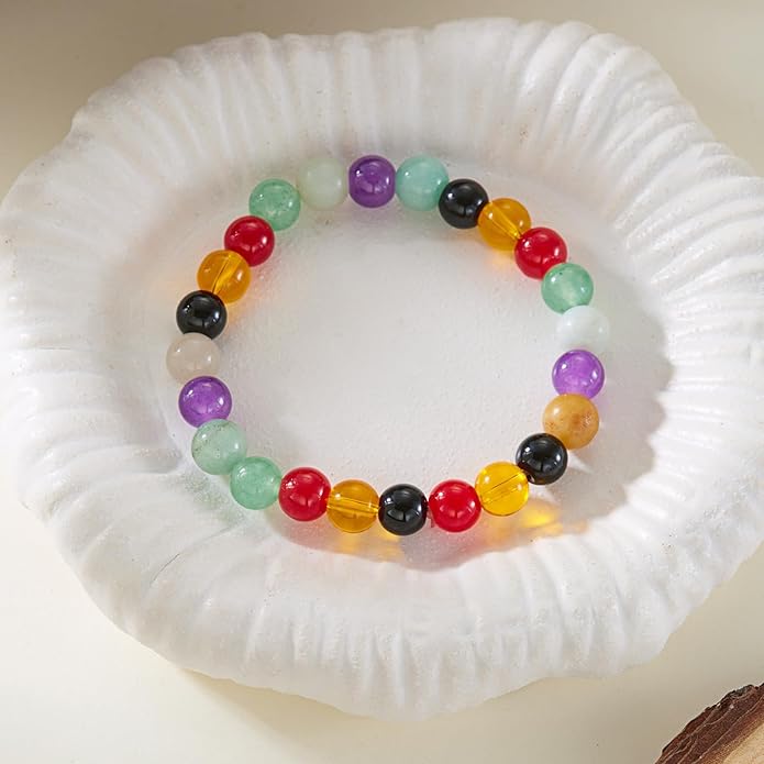 Healing Crystal Bracelet for Women Men Inspirational Bracelet Natural Stone Stretch Bracelet Spiritual Crystal Beads Bracelet Anxiety Relief Jewelry Gifts