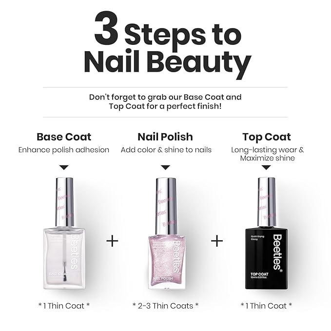 Beetles Pink Nail Polish Set, 6 Colors Glitter Quick Dry Nail Polish Kit Sly Moonlit Fairy Fingernail Polish Gifts for Women Salon DIY Spring Nails