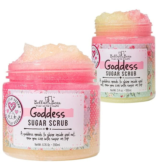 Bella & Bear Goddess Sugar Scrub Bundle Full size and Travel Size 6.7 & 3.4oz