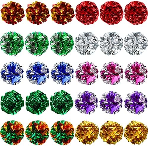 Silkfly 15 Pcs Polyester Film Crinkle Balls Cat Toys 2.36" Crinkle Ball