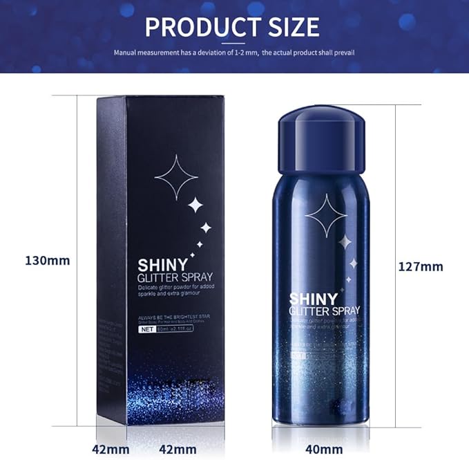 Body Glitter Spray,Perfect Music Festival Rave Stage Sparkly Shiny Glitter Spray for Hair and Body.2.11 Oz