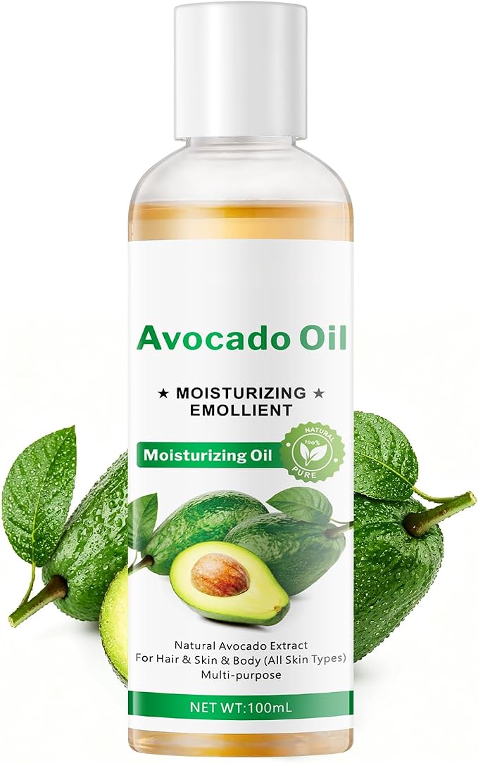 Avocado Oil for Face, Hair & Body - Natural Moisturizing Oil with Jojoba, Olive & Shea Butter - Brightens, Hydrates & Repairs Dry Skin, Damaged Hair - All Skin Types, 3.38 fl oz