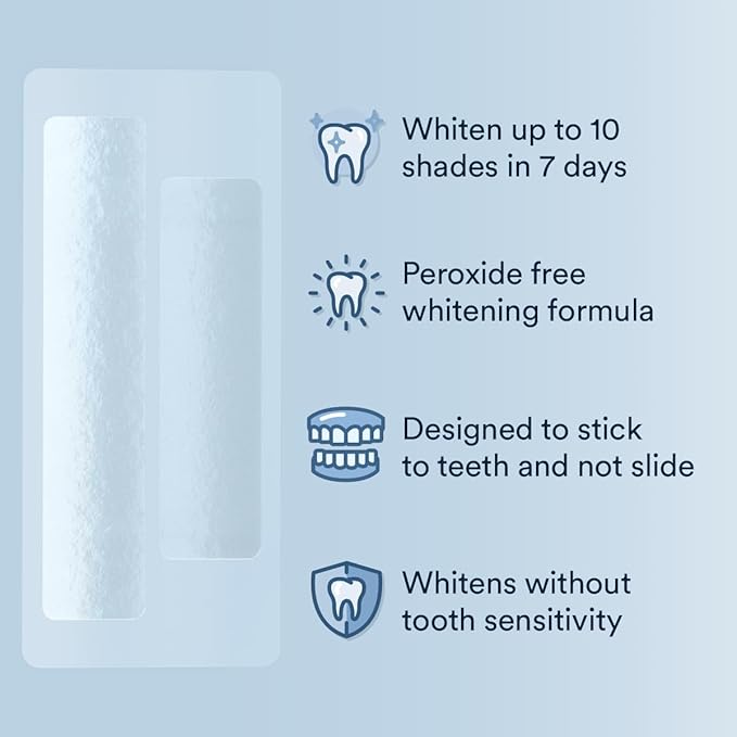 Auraglow Teeth Whitening Strips, Peroxide Free, 14 Treatments, Whitens Teeth Without Sensitivity, Natural Whitening Strips, Removes Years of Stains, Enamel Safe Teeth Whitener, 28 Strips, Mint