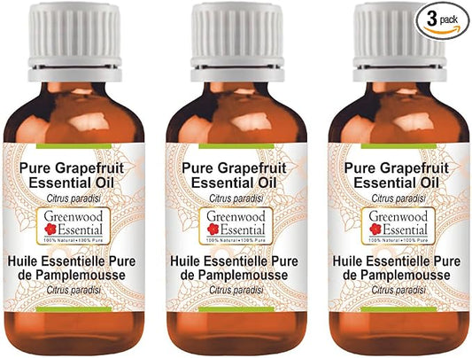 Greenwood Essential Pure Grapefruit Essential Oil (Citrus paradisi) Steam Distilled (Pack of Three) 100ml X 3 (10.1oz)