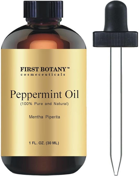 First Botany, 100% Pure Peppermint Oil - Premium Peppermint Essential Oil for Aromatherapy, Massage, Topical & Household Uses - 1 fl oz