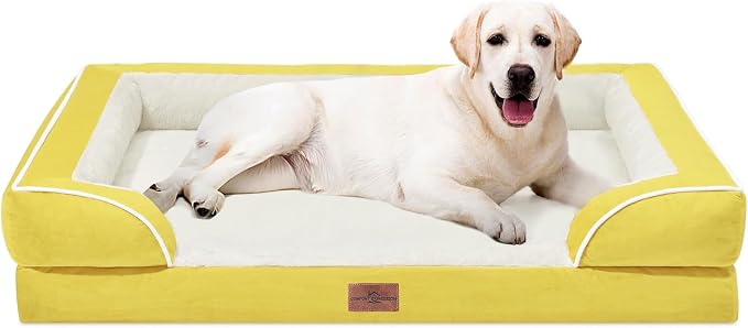 Comfort Expression Waterproof Orthopedic Dog Beds for Extra Large Dog | Supportive Egg Crate Foam XL Dog Bed with Removable Bolster, Dog Couch with Washable Cover & Non-Slip Bottom, 45x35 Inch