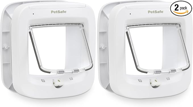 PetSafe Microchip Cat Door, Exterior or Interior Pet Door - Multi-User RFID Access Up to 40 Pets, 4-Way Locking, Weatherproof, DIY Easy Install, Hardware Kit; Privacy for Cat Litter Box or Pet Feeder