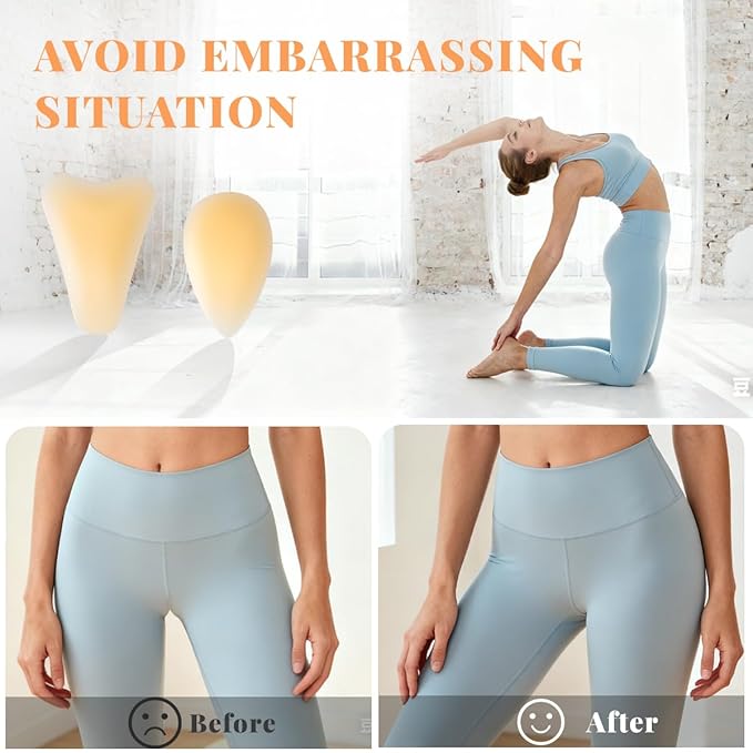 Camel Silicone Concealer Pad for Women - Reusable Discreet Insert for Leggings, Yoga Pants, Swimwear, 4-Pack Variety