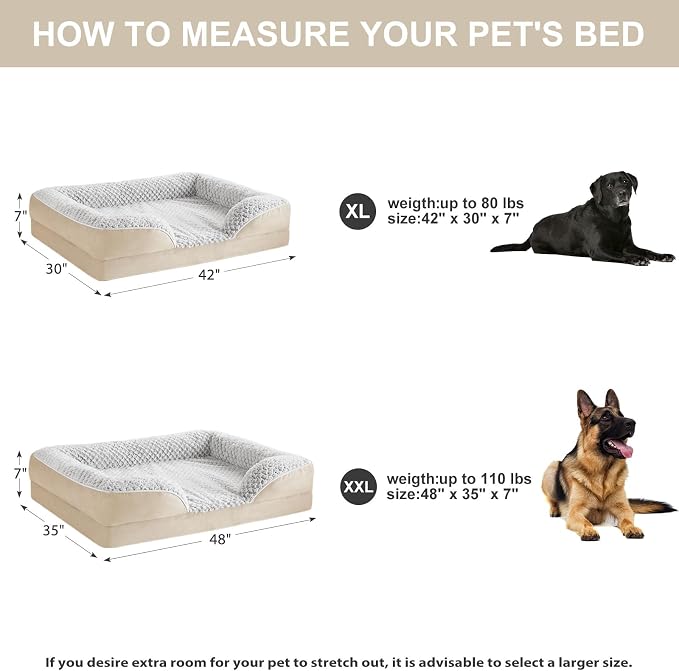 LEXTRO Orthopedic Dog Bed for Medium Dogs, Comfy Sleeping Dog Sofa Bed | Comfy Sleeping Dog Bed with Egg Crate Foam, Dog Sofa with Removable Cover, Waterproof Lining&Non-Slip Bottom, Gray